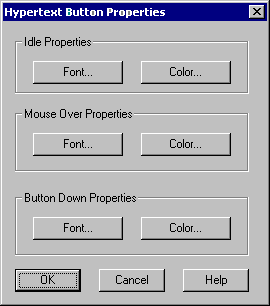 Properties dialog window for the Hypertext button